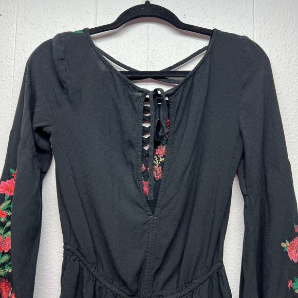 American Eagle Romper Womens Small Embroidered Dark Fairy Boho Festival Romantic - Picture 8 of 13